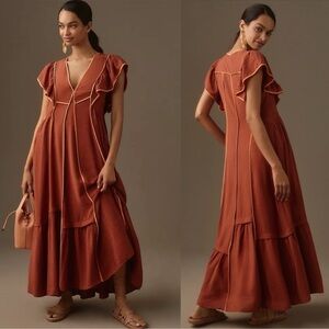 NWT Anthropologie Rust Maxi Dress